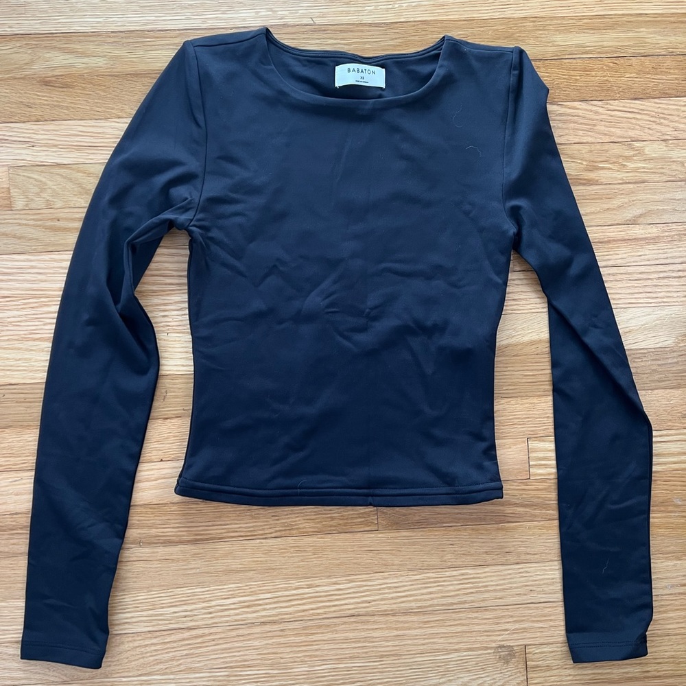 Aritzia Babaton Contour Crew Neck Long Sleeve - Size XS - Black
